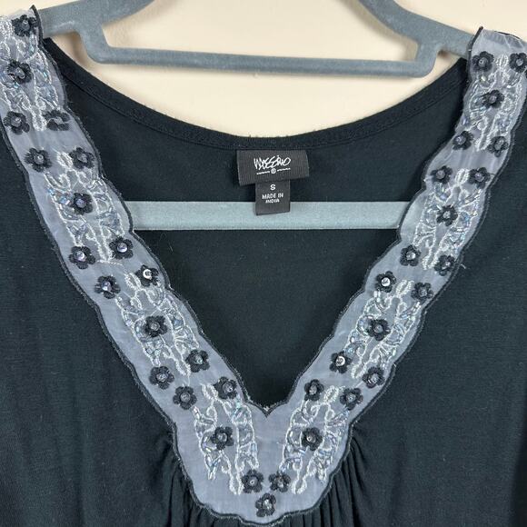 Mossimo Y2K Lace Trim Babydoll Embroidered Top Boho Feminine Dainty Classic 90s - Picture 9 of 11